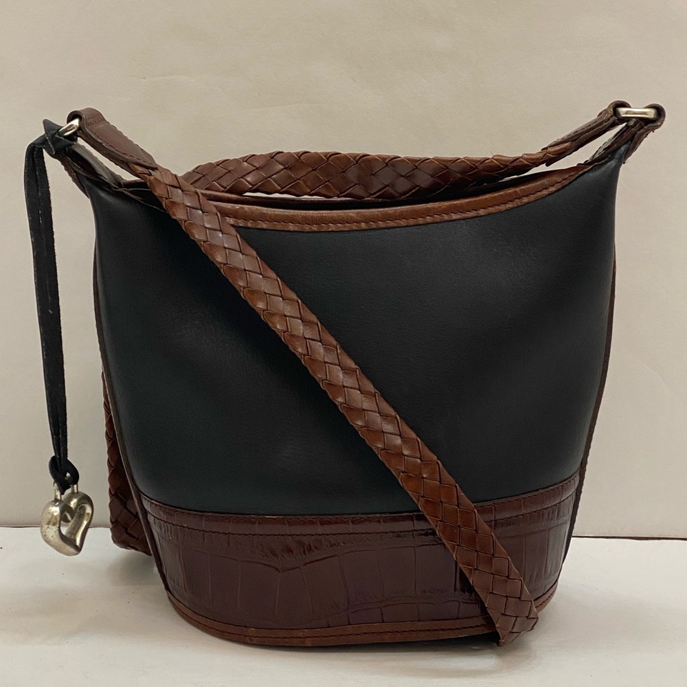 Brighton Leather crossbody bag shoulder purse black brown.